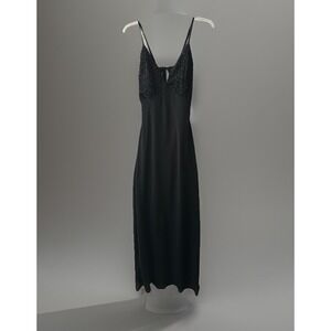 Wild Fable Dress Women Medium Black V-Neck Slip Maxi Adjustable Straps Open Back